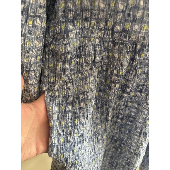 Habitat Clothing Womens XL Dress POCKETS Crinkle Textured Blue Coastal Cotton - Picture 6 of 7